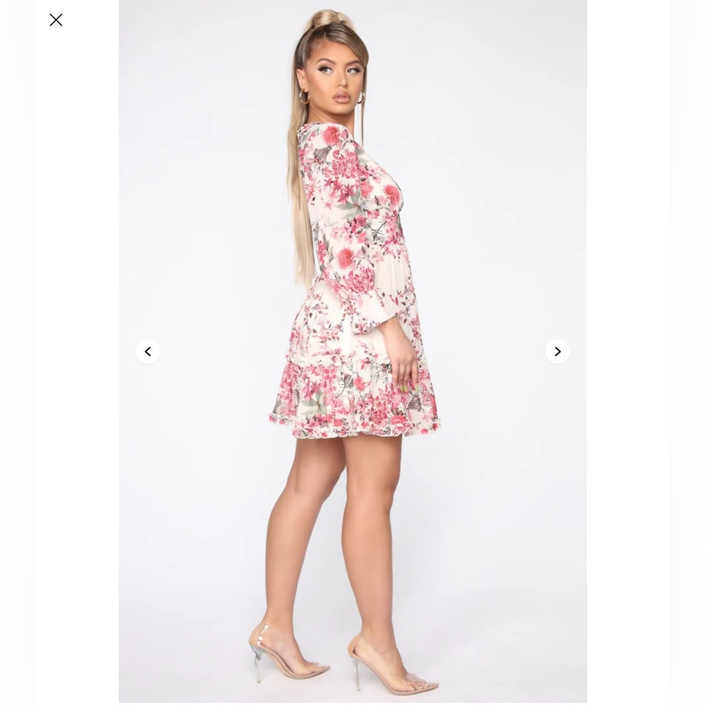 Fashion Nova Floral Pink and White Dress - Picture 3 of 7